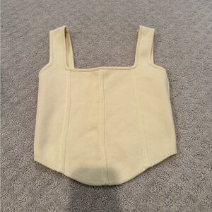 Zara Beige Square Neck Top